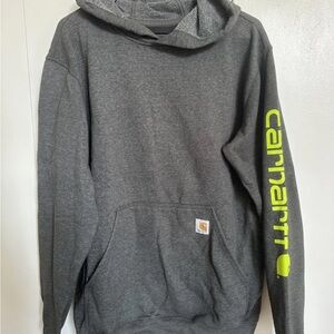 Carhartt Men's Dark Gray Hoodie with Neon Accents